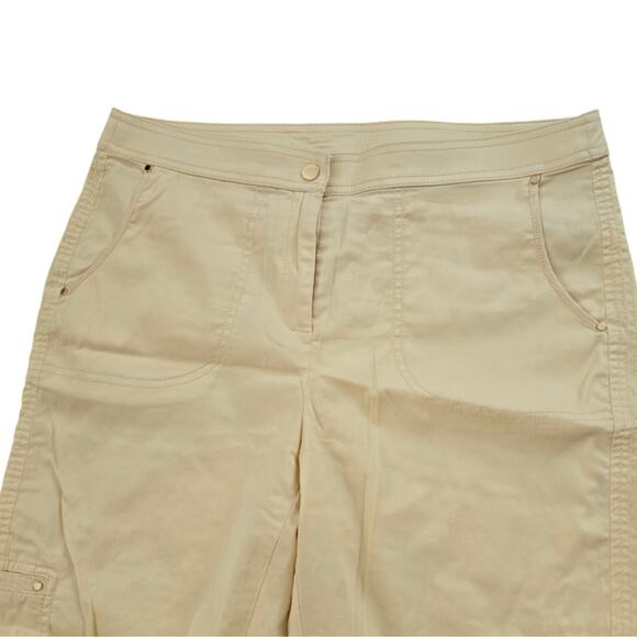 Chico's Lemon Yellow Rolled Hem Cropped Comfy Pants Size 1 Medium 8 10 - Picture 3 of 8